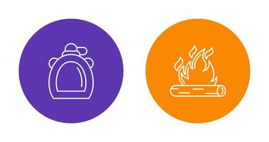 Canteen and Bonfire Icon vector