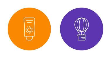 Sun Cream and Hot Air Balloon Icon vector