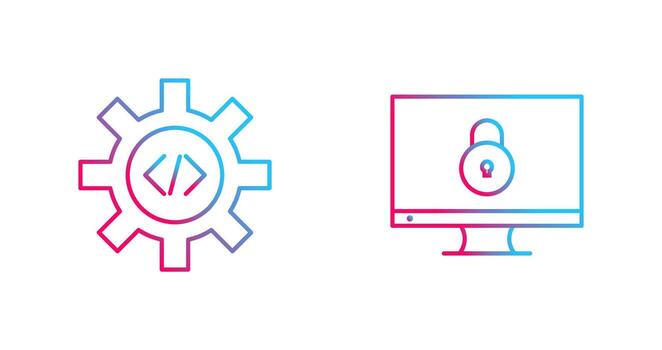 código mejoramiento y cerrado acceso icono vector