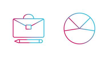 briefcase and pie chart analysis Icon vector