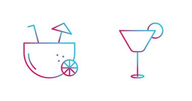 coconut drink and cocktail drink  Icon vector