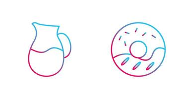 milk jug and cream doughnut  Icon vector