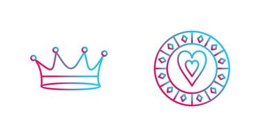 Rey corona y corazón chip icono vector