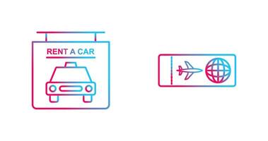 alquilar un coche y avión Entradas icono vector