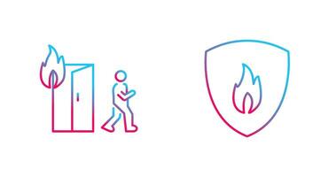 running from fire and fire shield  Icon vector