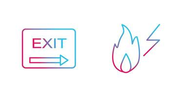 exit and electricity fire Icon vector