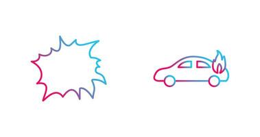 explosion and car on fire  Icon vector