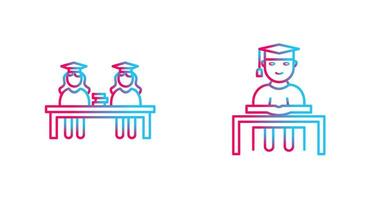 Combined Study and Studying on Desk Icon vector