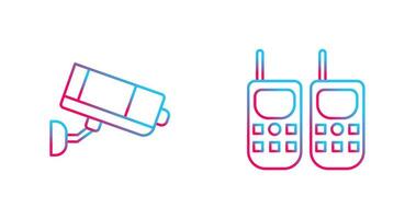 CCTV Camera and Walkie Talkie Icon vector