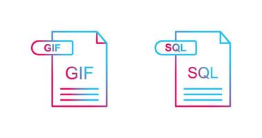 GIF and SQL Icon vector