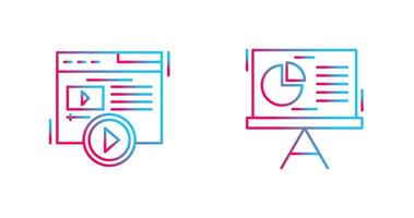 Video Content and Pie Chart Icon vector