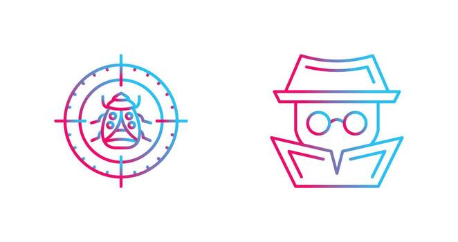 error objetivo y hacker icono vector