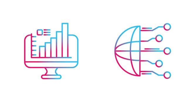 Monitor and Network Icon vector