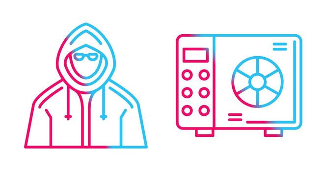 Safe Box and  Hacker Icon vector