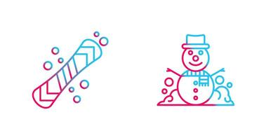 Snowboard and Snowman Icon vector