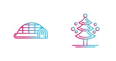 Igloo and Pine Tree Icon vector