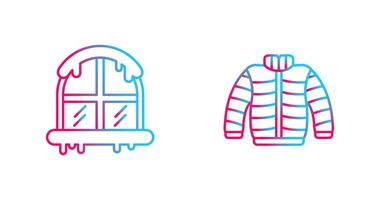 ventana y invierno ropa icono vector