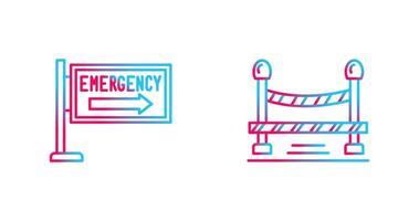 Emergency Sign and Do Not Cross Line, Icon vector