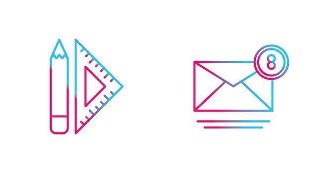 set square and mail Icon vector