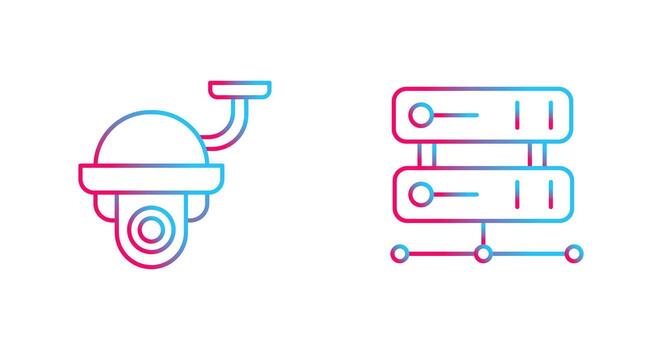 seguridad cámara y servidor icono vector