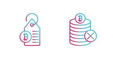 Not Accepted and Bitcoin Label Tag Icon vector