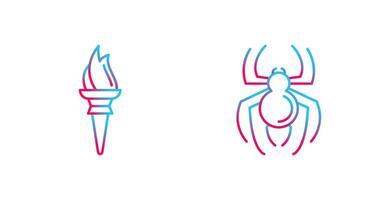 Torch and Spider Icon vector