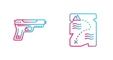 pistola y tesoro icono vector