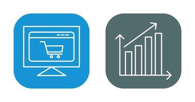 ecommerce website and rising statistics Icon vector