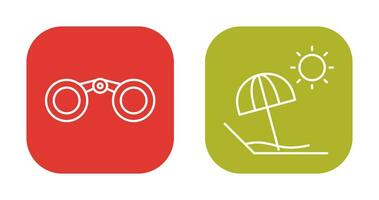 Binoculars and beach Icon vector