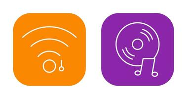 wifi sign and music cd  Icon vector