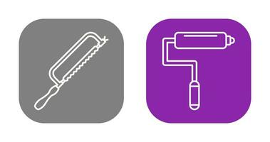 Hacksaw and Paint Roller Icon vector