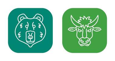 polar oso y bisonte icono vector