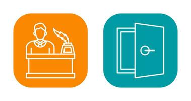 magistrado y puerta icono vector