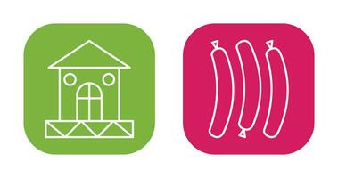 House and Hot Sausage Icon vector