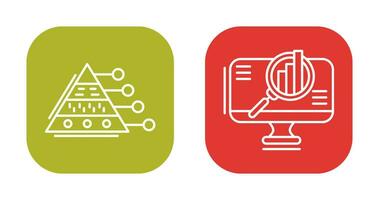 Pyramid Graph and Search Icon vector