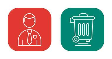 Employee and Dustbin Icon vector