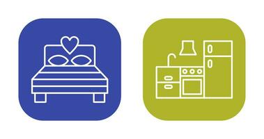 Bedroom and Kitchen Icon vector