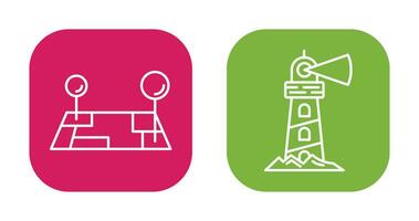 Pin Location and Lighthouse Icon vector