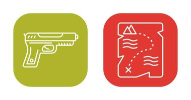 Gun and Treasure  Icon vector