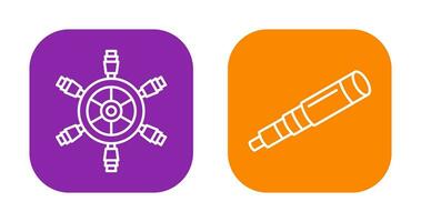 Ship Wheel and Binocular Icon vector