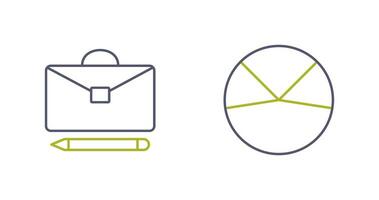 briefcase and pie chart analysis Icon vector