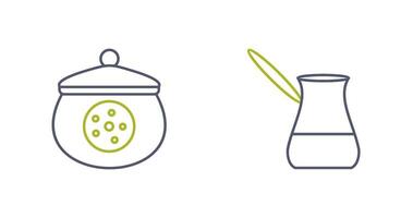 cookie jar and cezve Icon vector