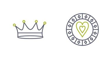 king crown and heart chip Icon vector