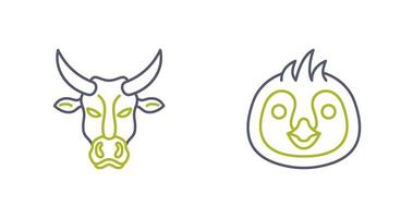 Cow and Penguin Icon vector