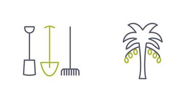 Gardening Tools and Palm tree Icon vector