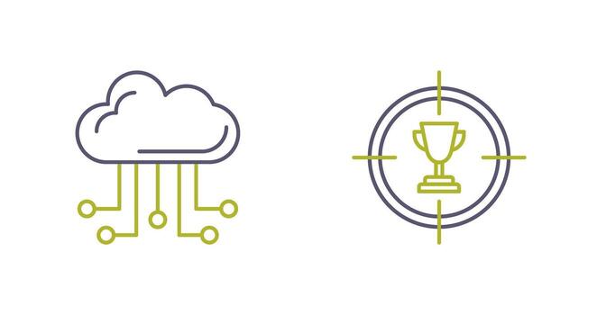 nube informática y objetivo icono vector