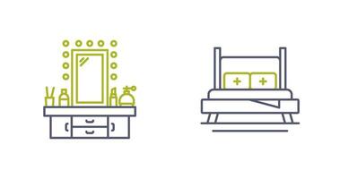 Dressing Table and Bed Icon vector