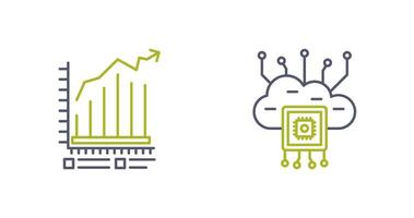 bar gráfico y nube informática icono vector
