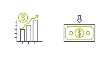 gráfico arriba y dinero abajo icono vector