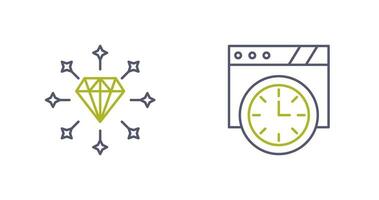diamante y pared reloj icono vector